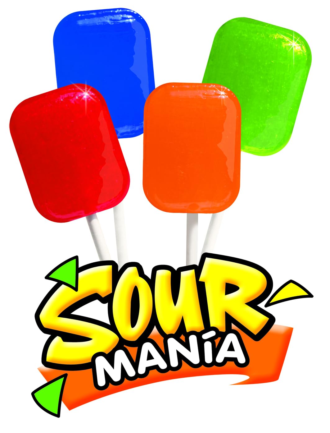 Yummy Lix Sour Mania blue raspberry orange lollipops colorful duo for events