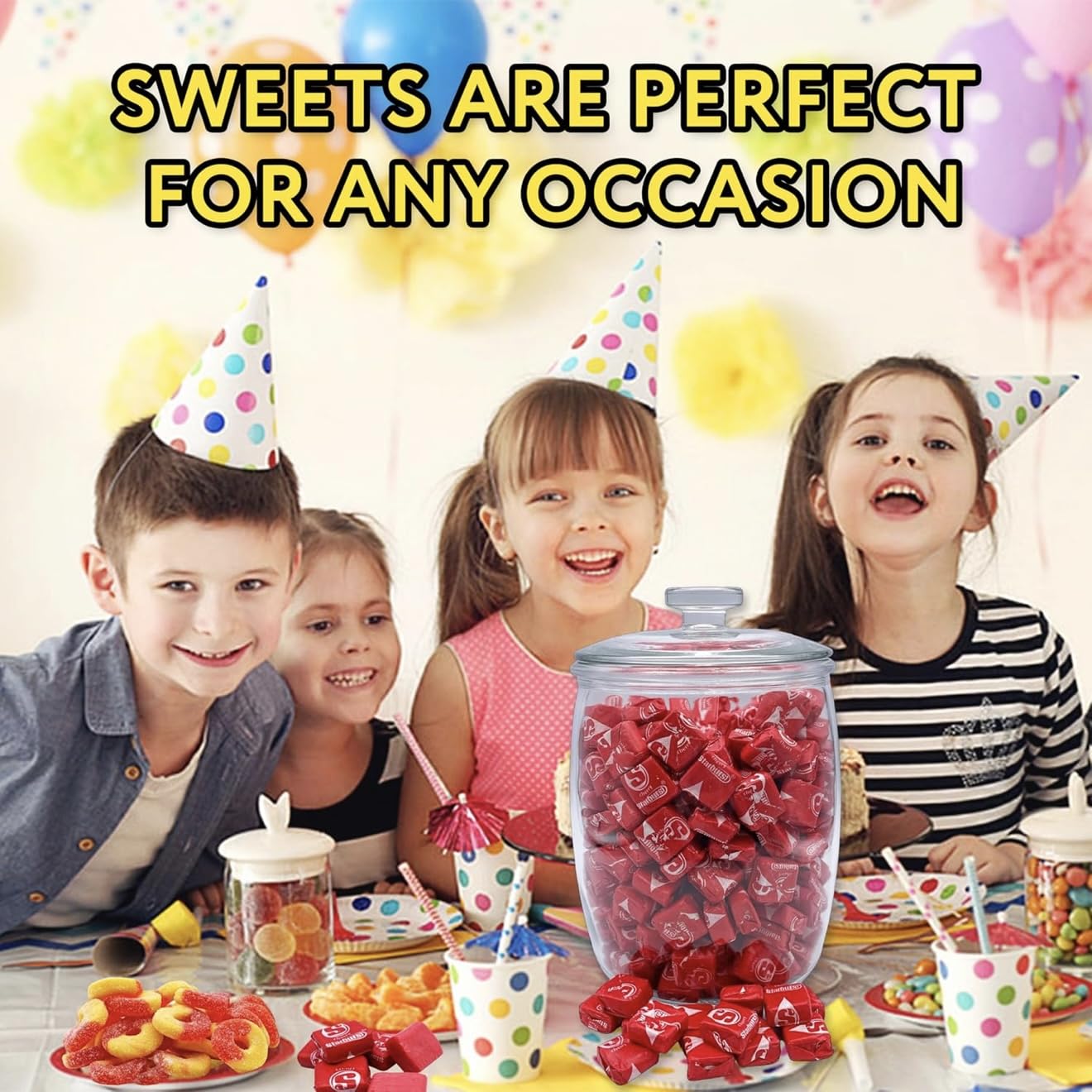 Gift-ready packaging for YUMMYLAND Star Bursts Cherry candies at celebrations.