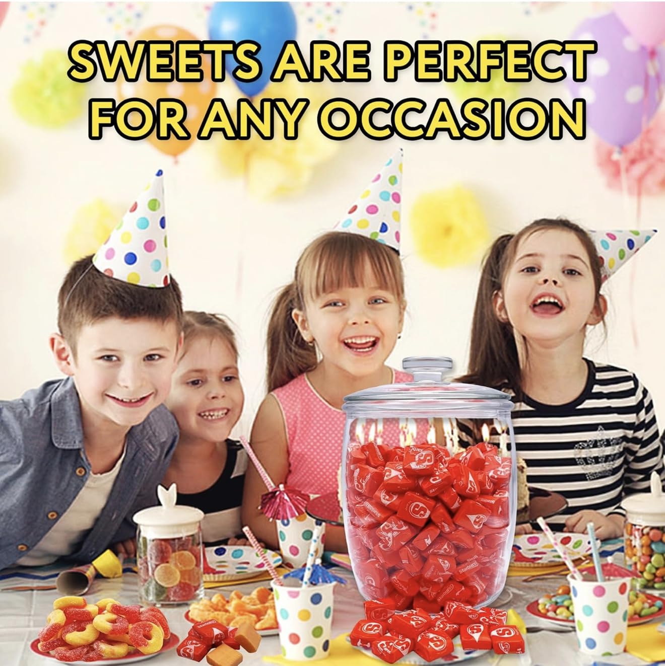 YUMMYLAND Orange Star Bursts in clear window packaging showcase vibrant candies.