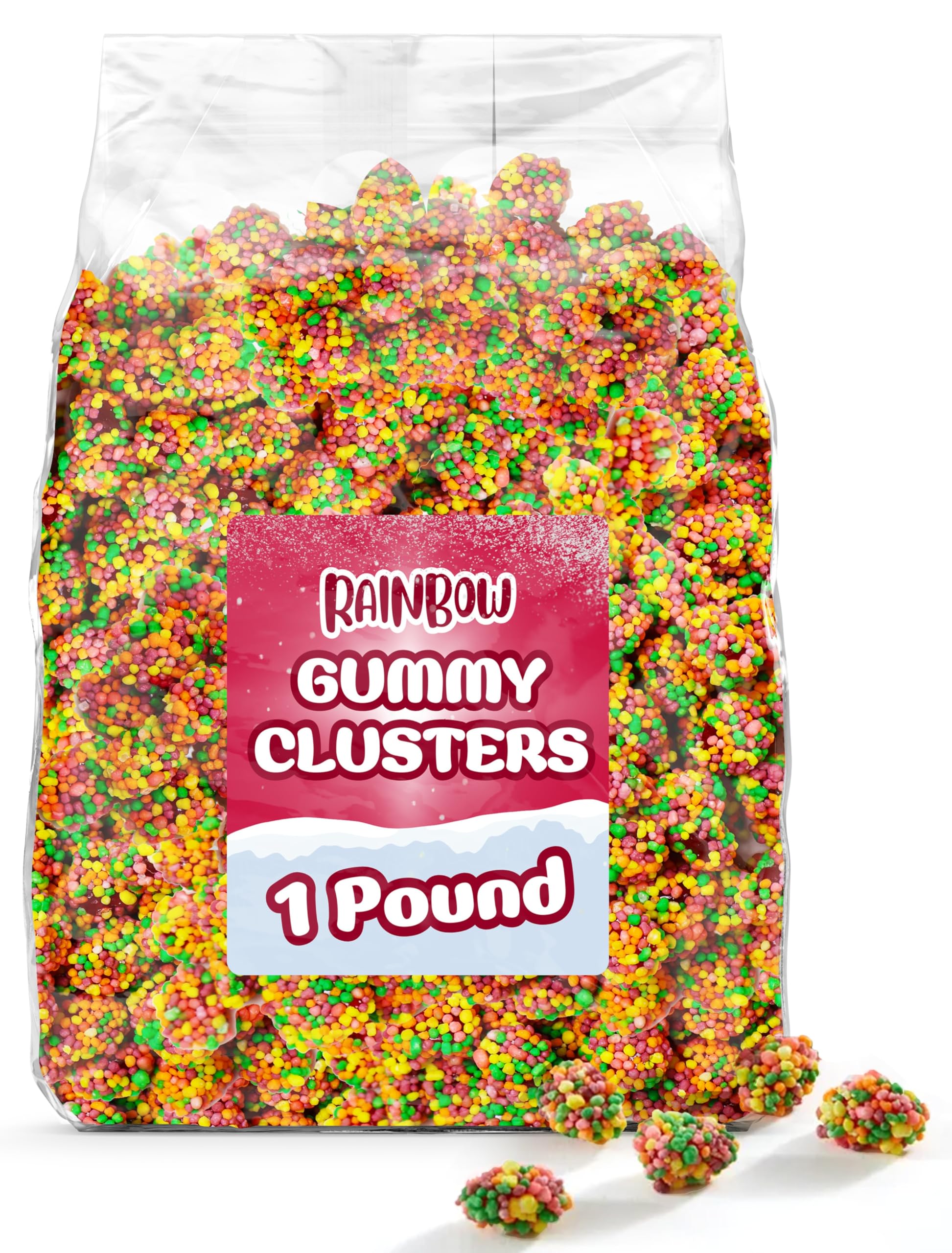 YUMTOV Rainbow Gummy Clusters in bag, ideal for parties and sharing