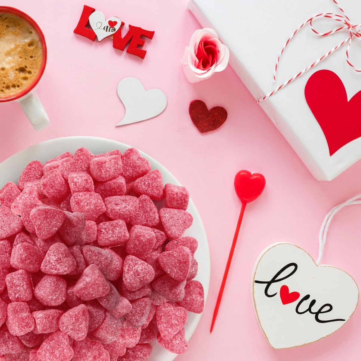 Yumzo individually wrapped cherry hearts ready for gifting.