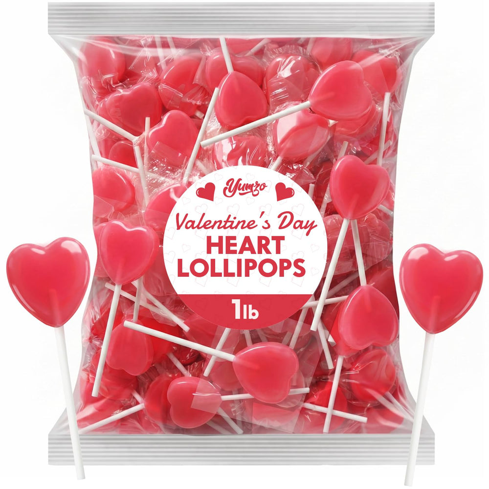 Yumzo heart lollipops bulk 1lb for easy sharing at classrooms and events