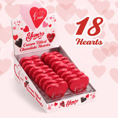 Yumzo individually wrapped chocolate hearts in red foil for freshness.