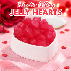 Yumzo JuJu Hearts Cherry chewy heart gummies with bright red color.
