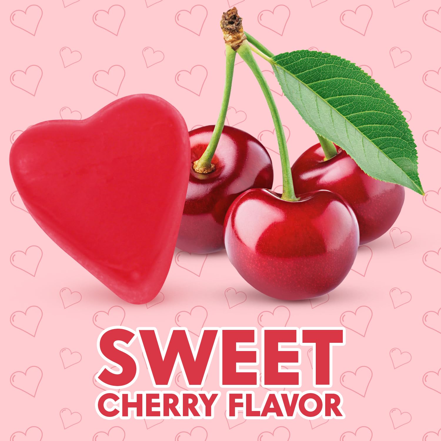 Yumzo JuJu Hearts cherry flavor highlighted in bright red