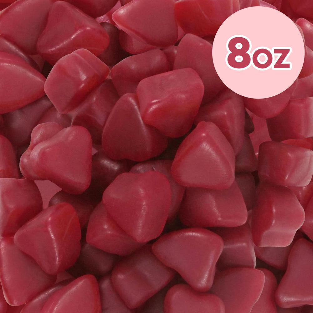 Yumzo JuJu Hearts Cinnamon Gummies in a clear bowl for sharing.