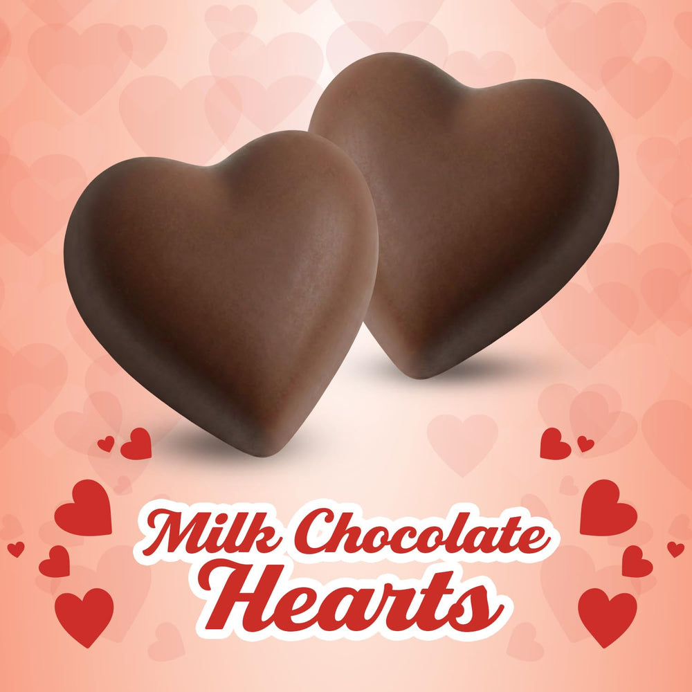 Yumzo milk chocolate hearts with classic heart design for celebrations.