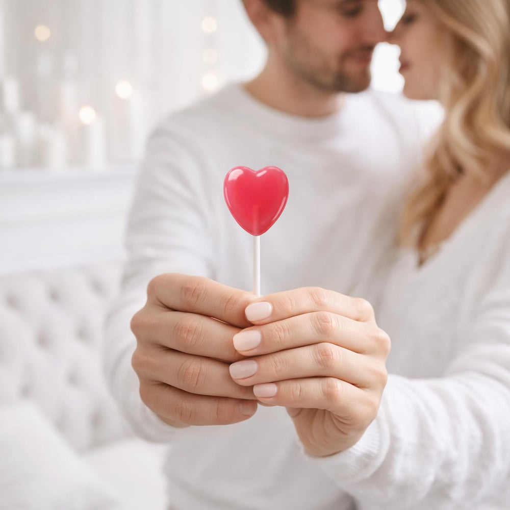 Yumzo heart lollipops ready for safe, mess-free sharing