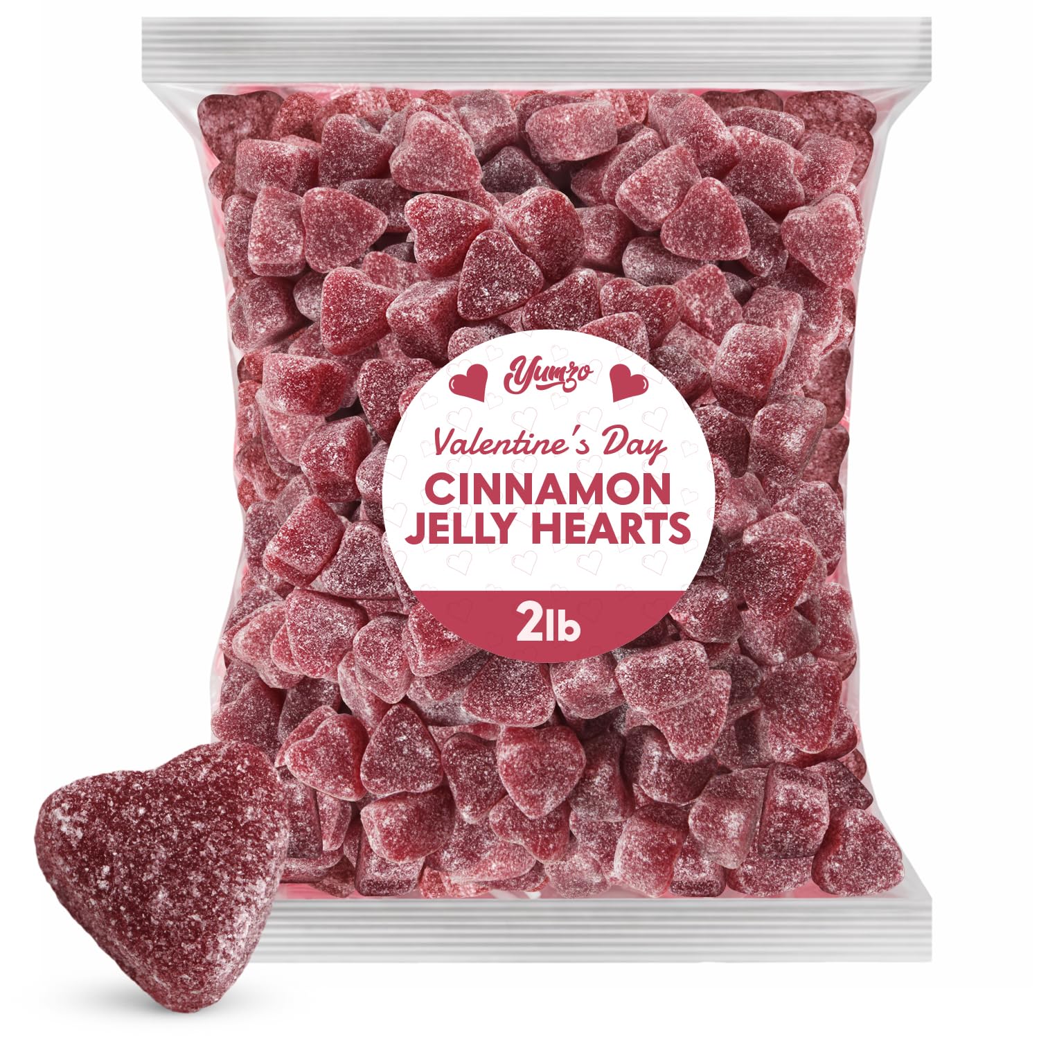 Yumzo Valentine cinnamon gummy hearts 2lb bulk display for sharing fun