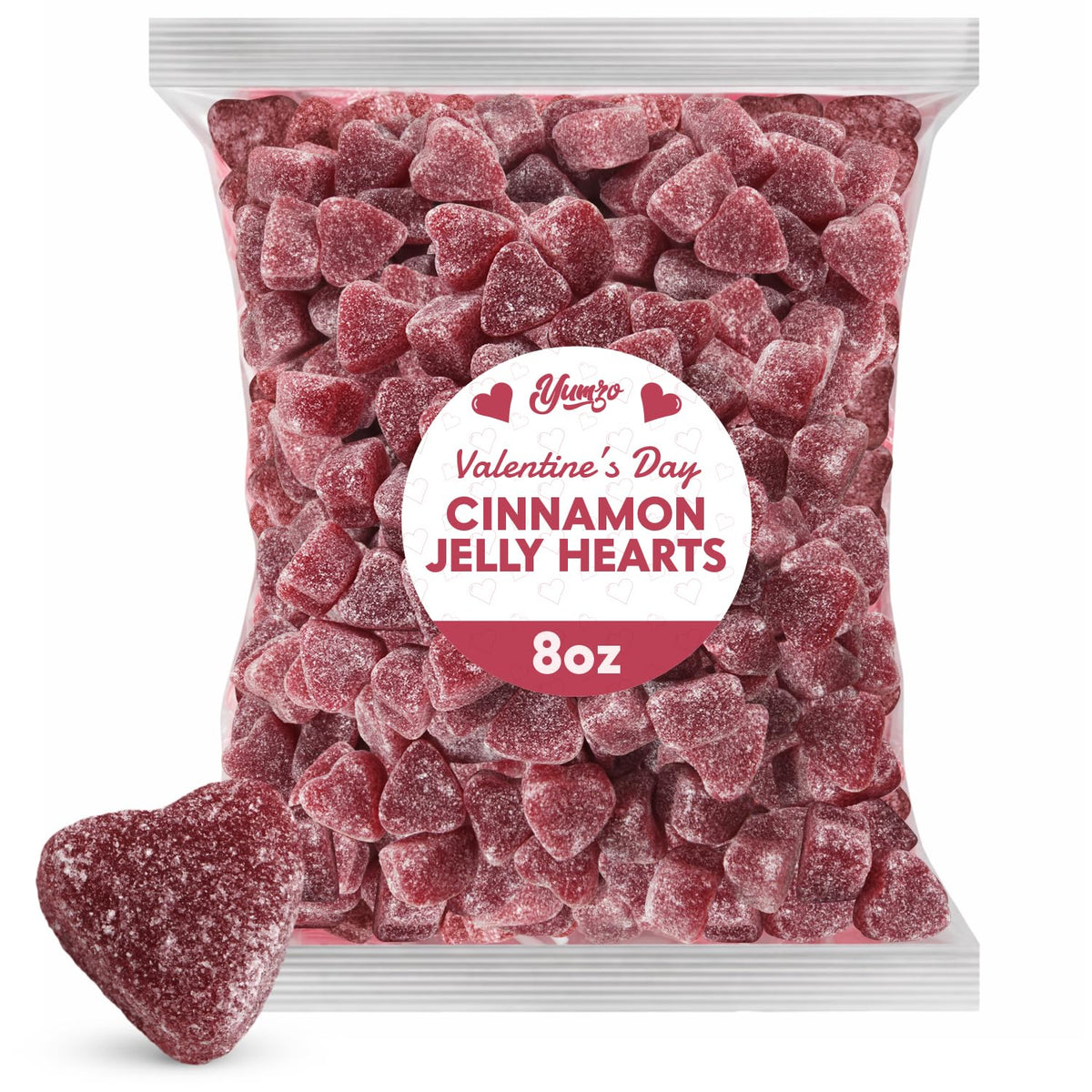 Yumzo Valentine Gummy Cinnamon Hearts pack ready for gifting and sharing