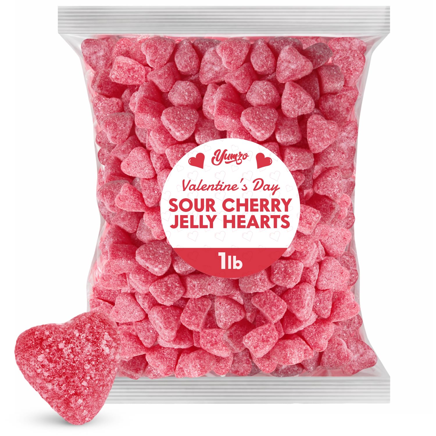 Yumzo Valentine cherry jelly hearts bulk pack for party bowls and sharing.