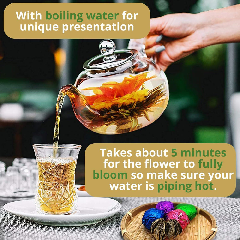 YUNHAHA brew process shows bloom unfurling in hot water
