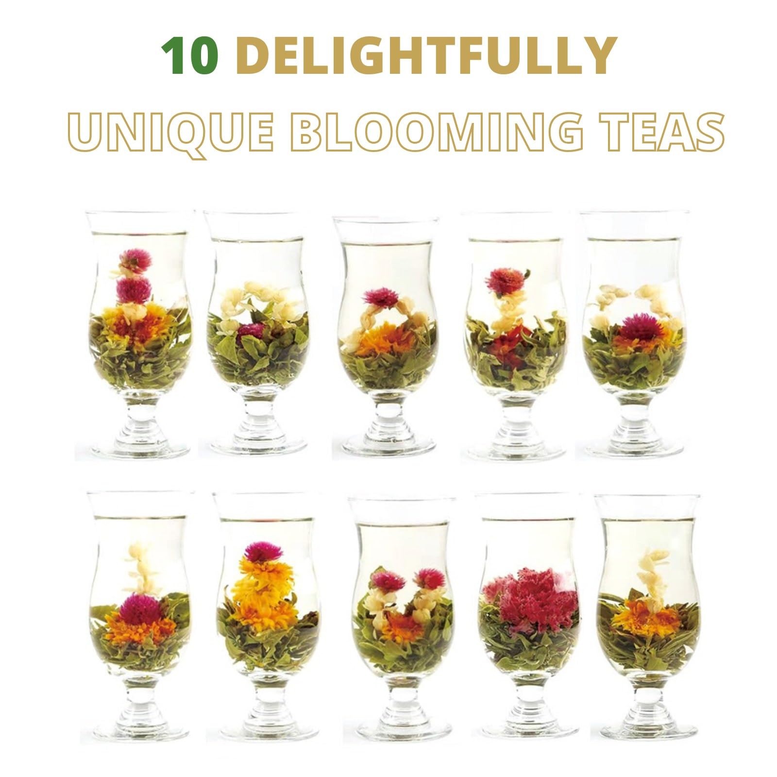 YUNHAHA flowering tea ball blooming into a mini bouquet visual