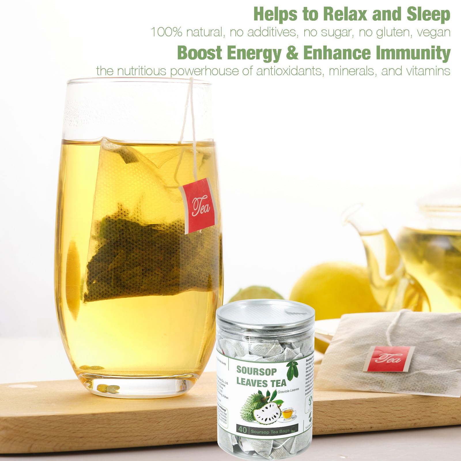 YUNHAHA tea bag steeping in hot water for a gentle sip