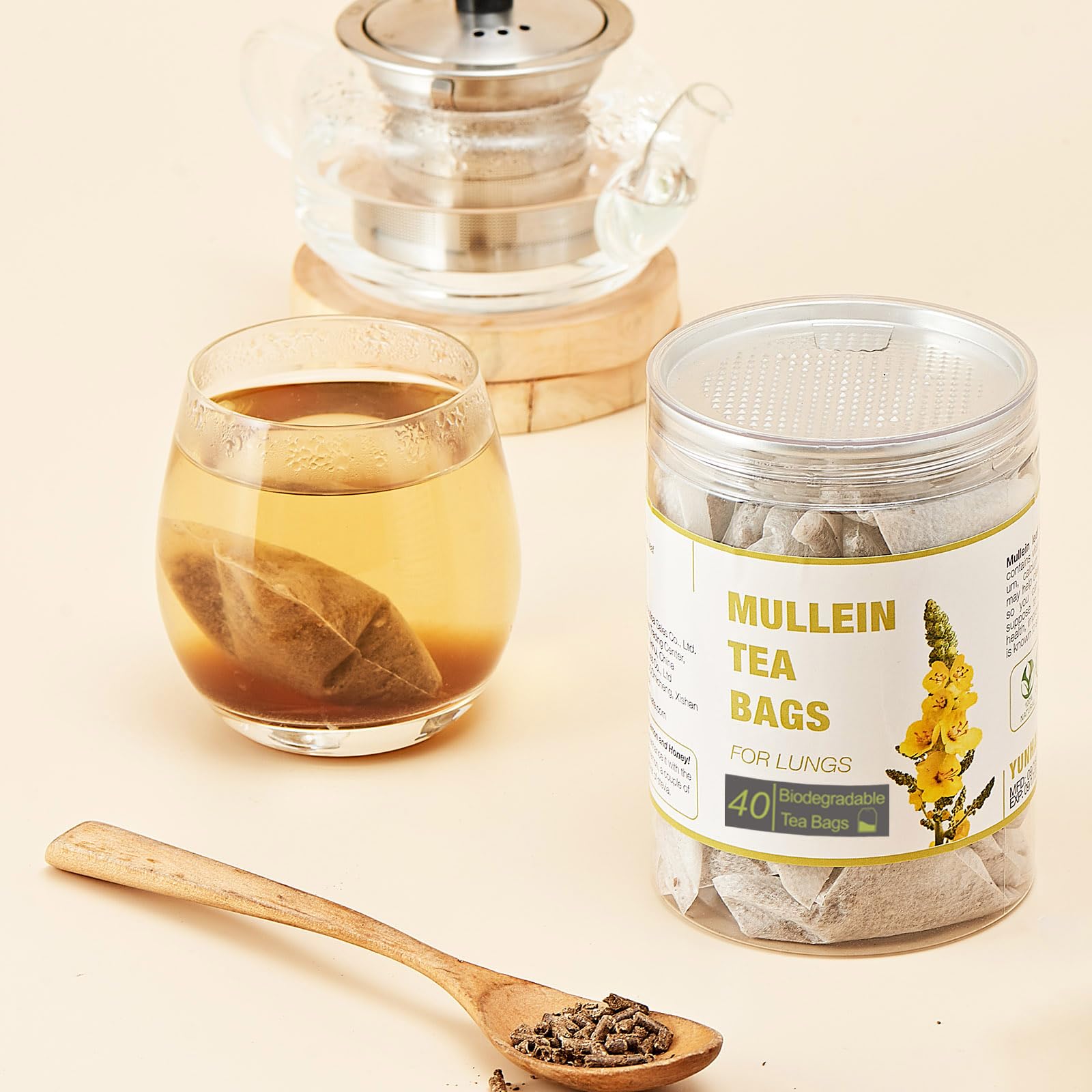 YUNHAHA visual suggesting immune support through herbal mullein tea
