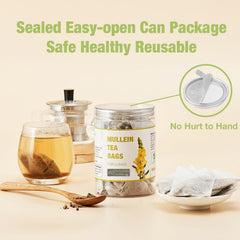 YUNHAHA mullein tea brewing setup with cup and a calm ritual in mind