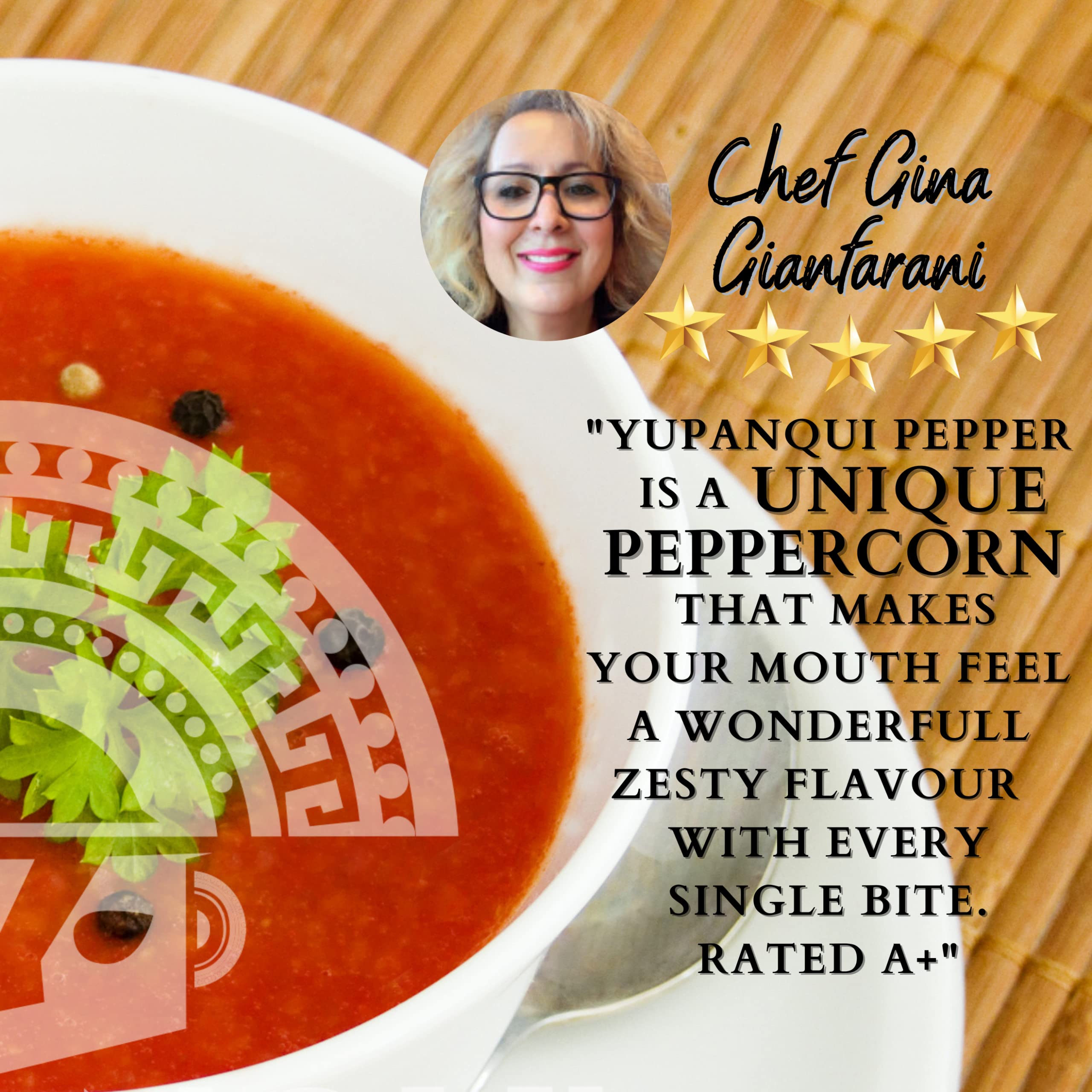 Yupanqui black peppercorns aroma enhances soups, stews, and meats.