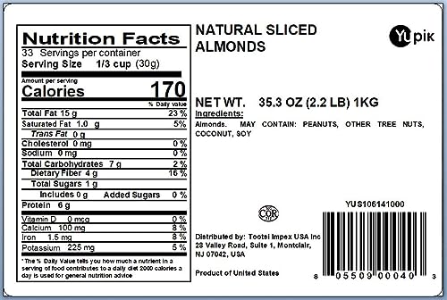 Yupik almond slices close-up showing creamy nutty flavor, great for snacking or recipes.