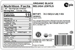 Yupik Beluga lentils dry beans closeup showing organic, non-GMO quality