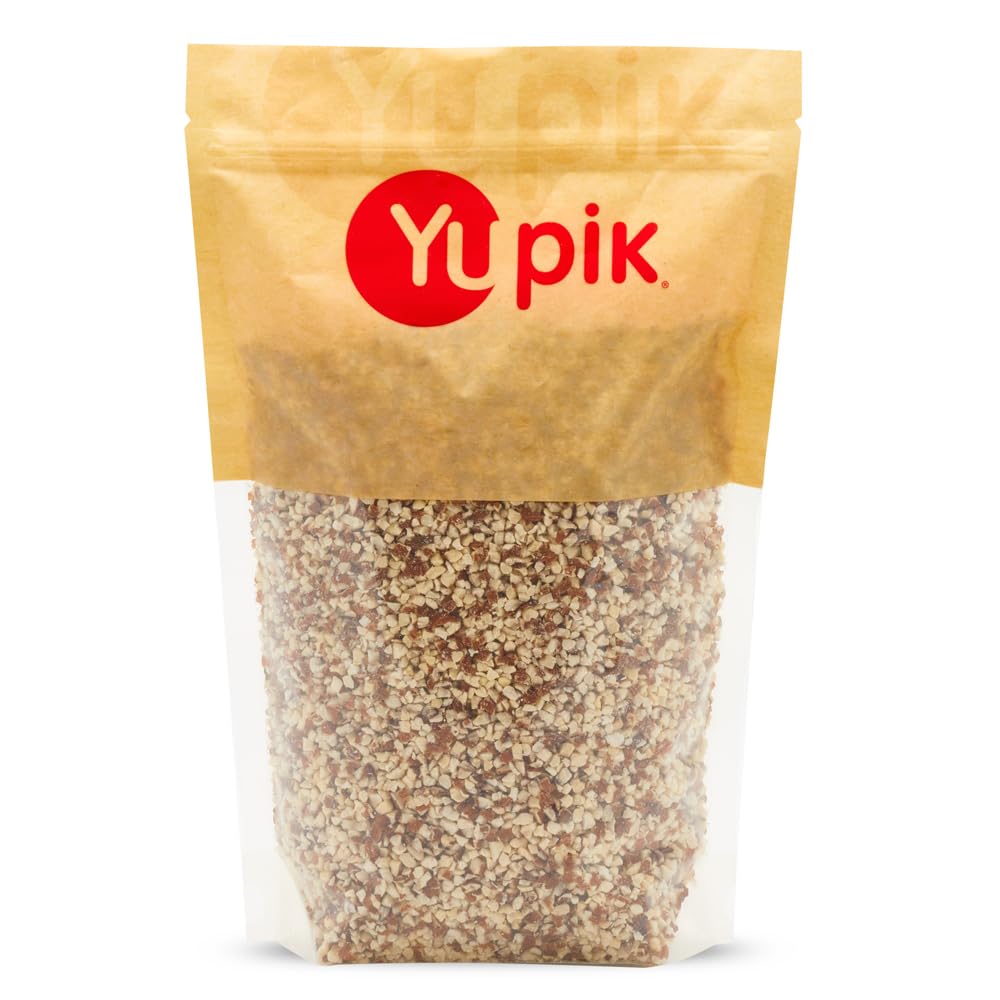 Yupik blanched diced almonds close-up in bag, ideal for baking and topping