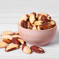 Yupik Brazil nuts on a kitchen counter emphasize raw, unsalted versatility.