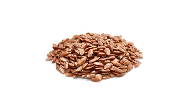 Yupik flax seeds on kitchen shelf, pantry staple.