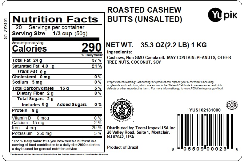 Yupik cashew buts closeup shows creamy nutty texture for toppings
