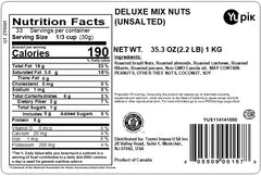 Yupik Deluxe Nut Mix close-up of whole nuts with crunchy texture.