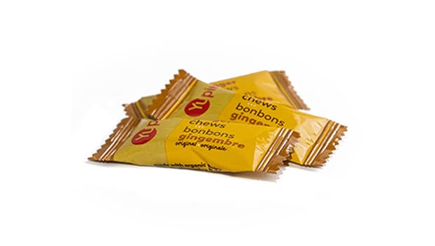 Yupik Ginger Chews texture close-up, semi-soft bite with ginger