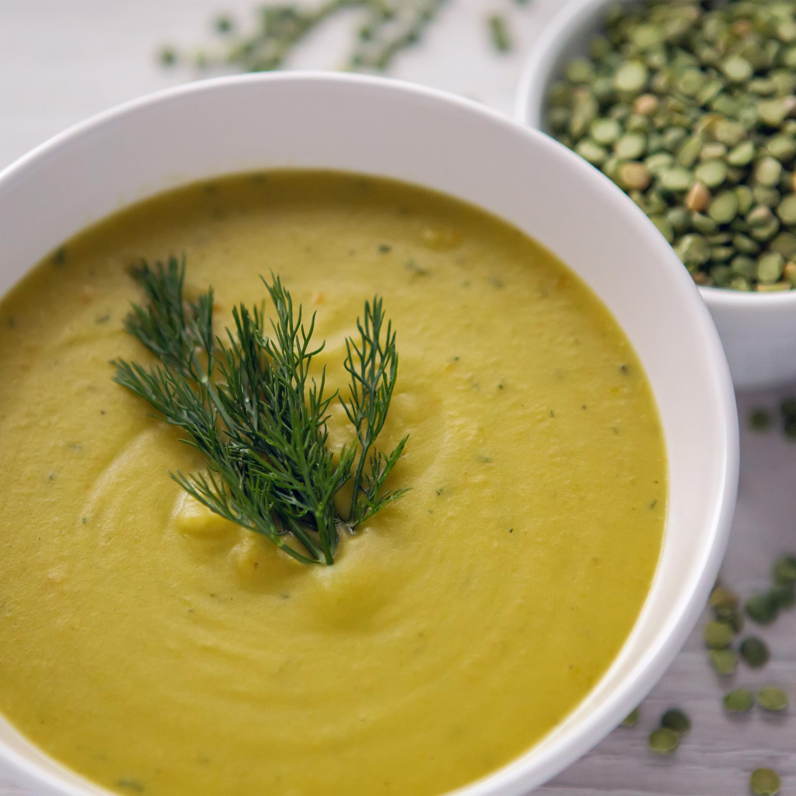 Yupik Organic Split Green Peas in soup or stew base.