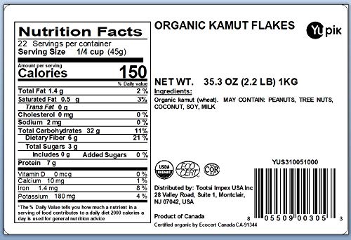 Yupik Kamut Flakes porridge-ready for warm, wholesome bowls.