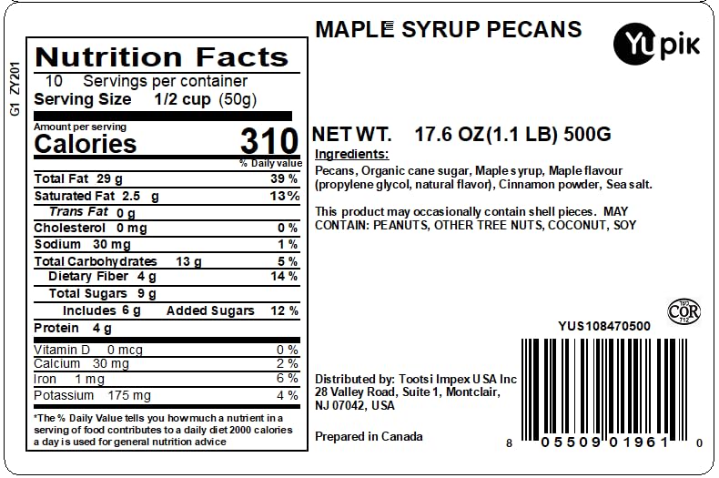 Yupik maple syrup pecans grab-and-go snack, ideal for gatherings.