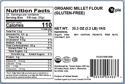 Yupik Organic Millet Flour ground powder in a bowl ready for batter and bread