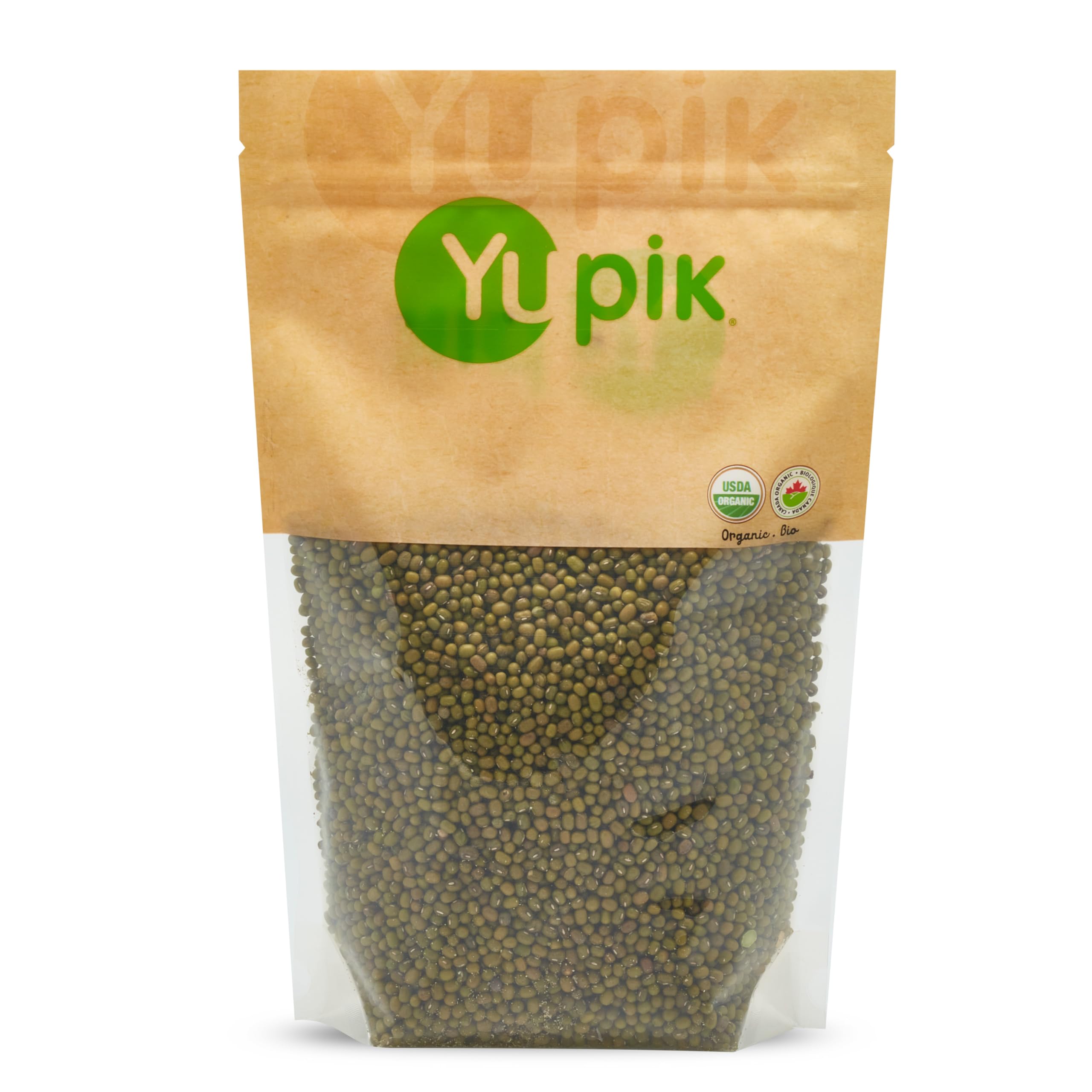 Yupik Organic Mung Beans in 2.2 lb pack ready for sprouting and soups.