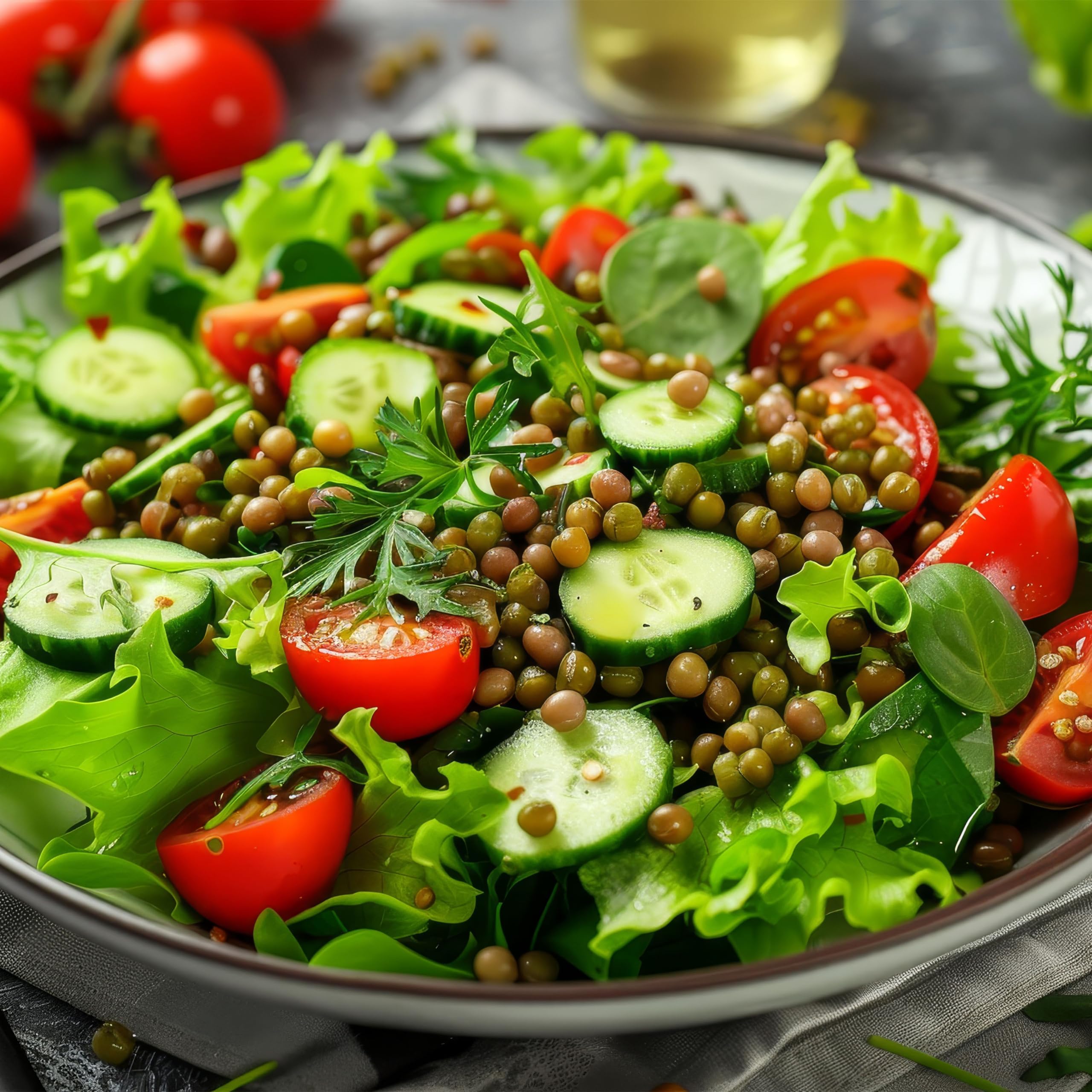 Yupik Organic Mung Beans being tossed in a salad for versatility.