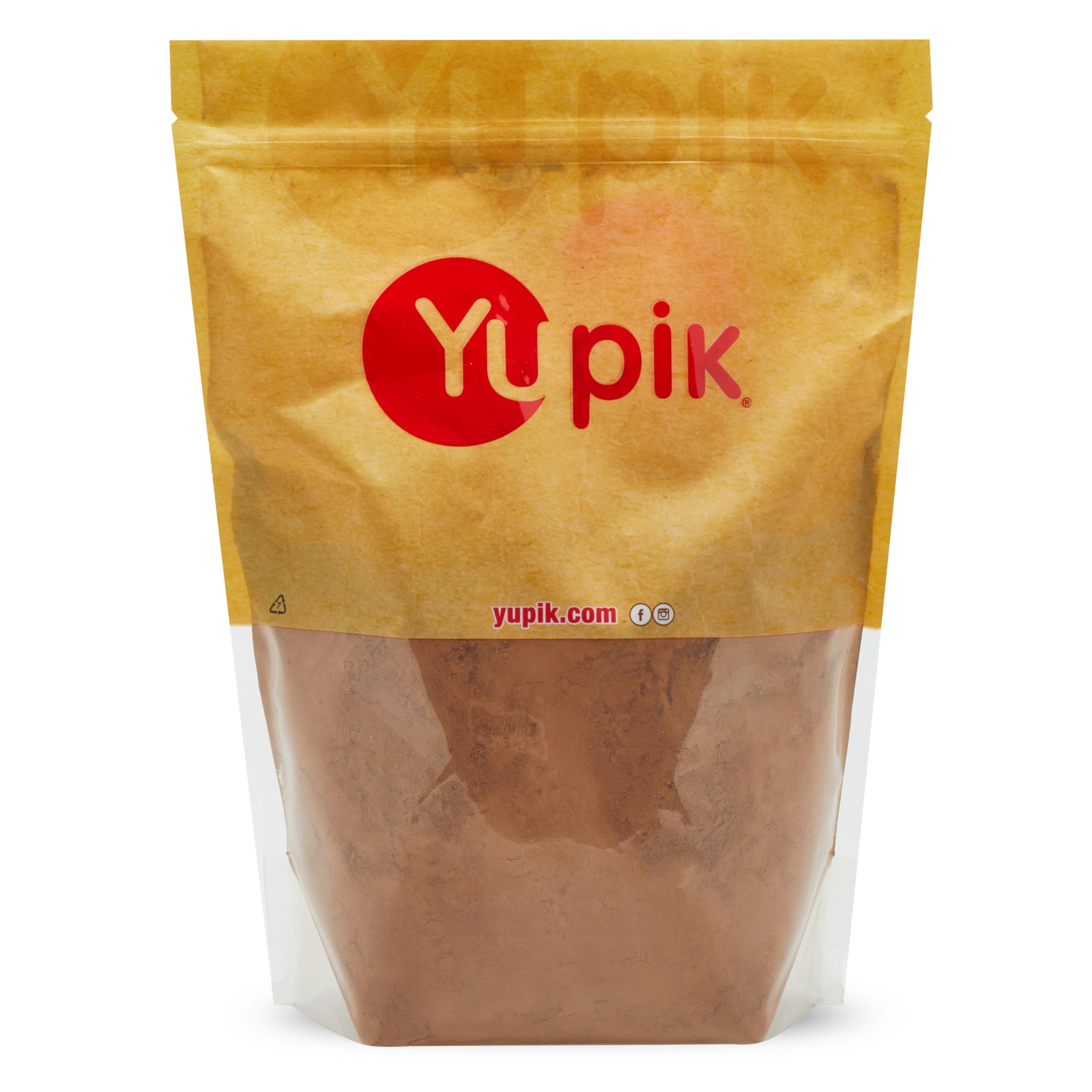 Yupik natural cocoa powder pack shot showing unsweetened, gluten-free formula.