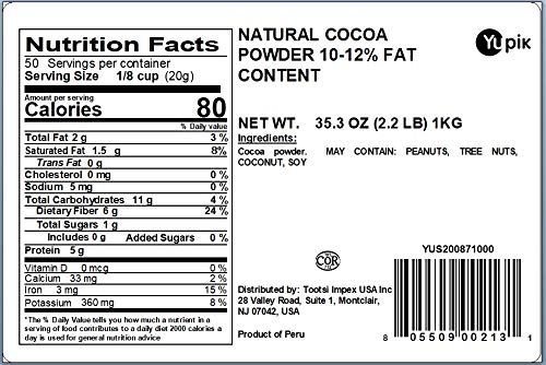 Close-up of Yupik cocoa powder texture, fine grind ideal for baking.