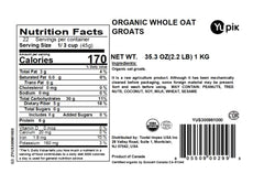 Close-up of Yupik hulled oat groats showing whole grain texture, great for porridge and baking