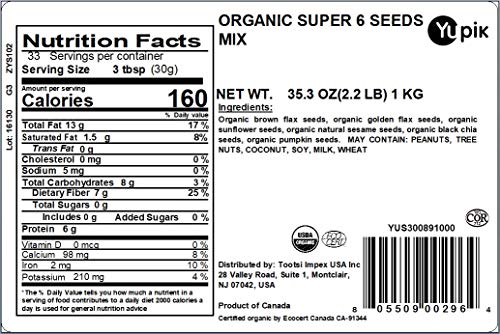 Yupik Organic 6 Seeds Mix sunflower seeds add vitamin E for heart-smart crunch