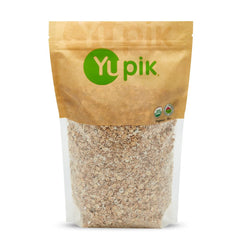 Yupik barley flakes pack shot highlighting organic certification and versatile meals