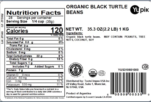 Yupik organic black turtle beans dry bulk for pantry staple meals