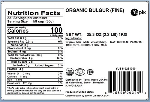 Yupik Organic Bulgur soaking bowl illustrating soaking for fluffy grains