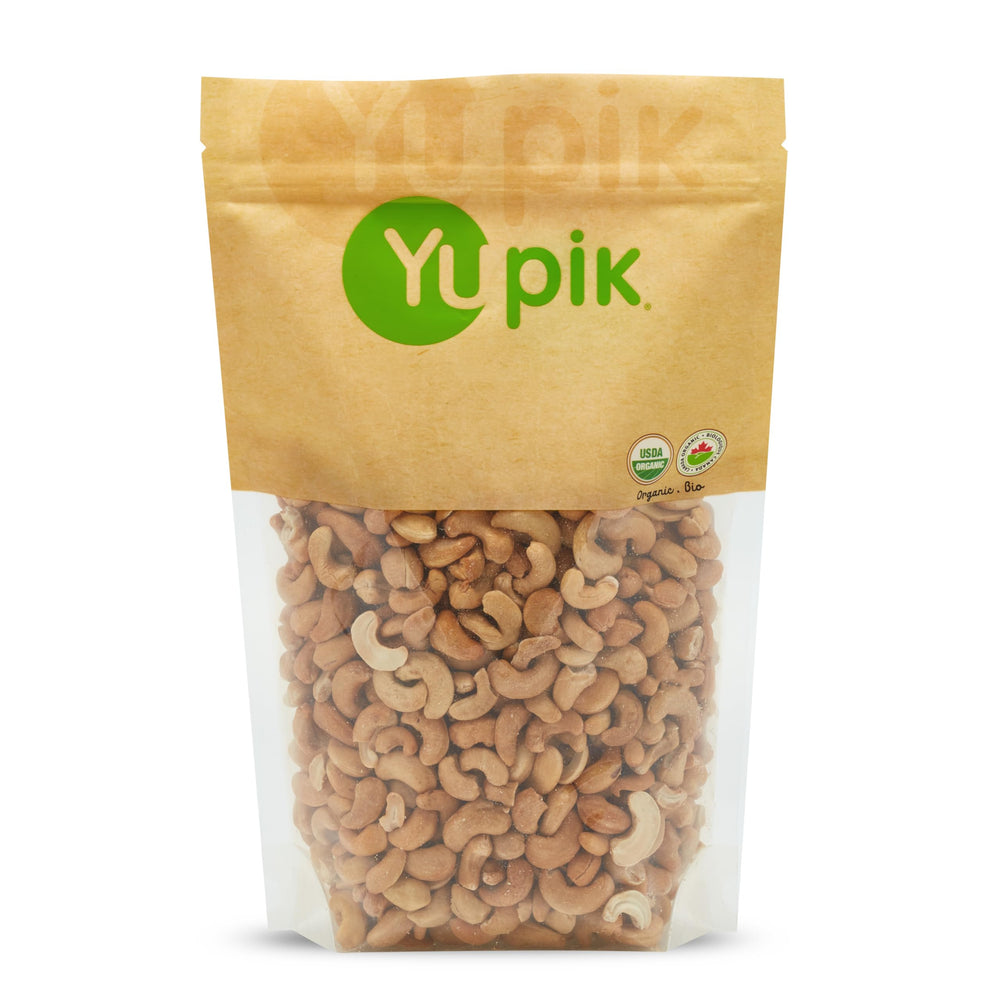 Yupik organic dry roasted cashews bowl; crisp texture for a protein-rich snack.