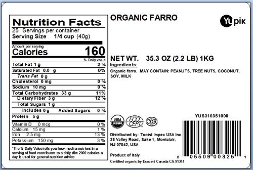 Yupik Organic Farro cooked and plated, perfect for breakfast or dinner.