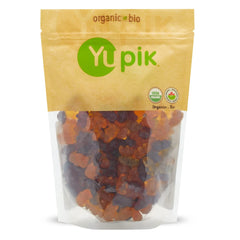 Yupik packaging shows organic fruit gummy bears, a vegan, gluten-free snack
