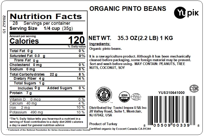 Yupik Organic Pinto Beans soaking in water, prepping for tender cooking