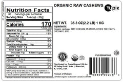 Close-up of Yupik Organic Raw Cashews showing creamy, crunchy texture