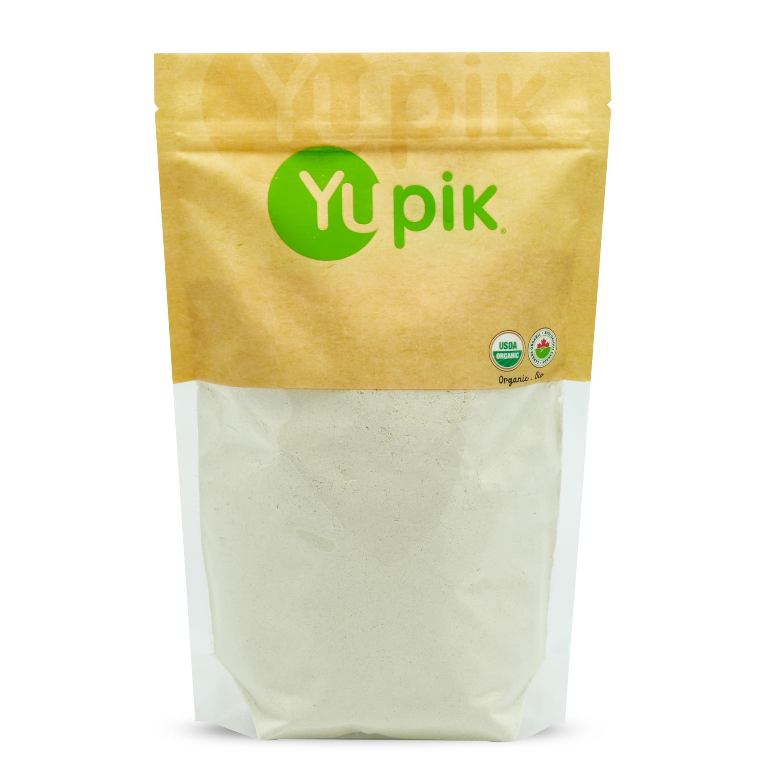 Yupik Organic Sorghum Flour packaging on shelf, ideal for pantry storage and home baking.