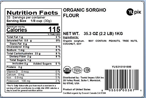 Close-up of Yupik Organic Sorghum Flour texture, smooth in batter.