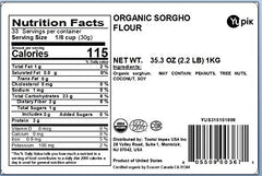 Close-up of Yupik Organic Sorghum Flour texture, smooth in batter.